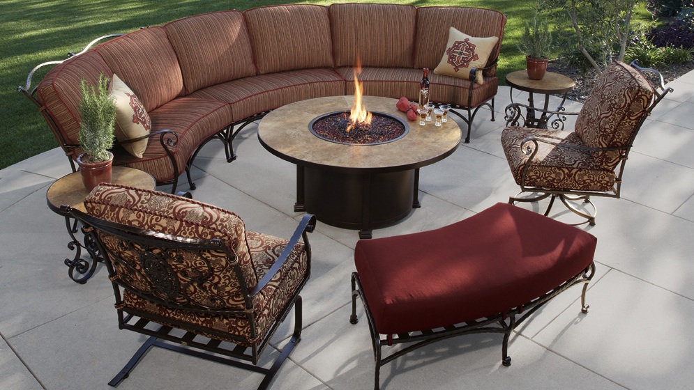 OW Lee San Cristobal Curved Sectional Set with Fire Pit Table