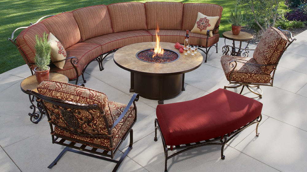 OW Lee San Cristobal Curved Sectional Set with Fire Pit Table