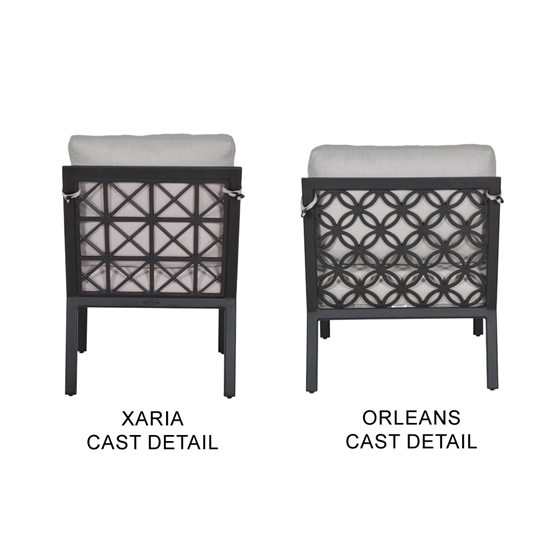Saxton chaise frame motif options