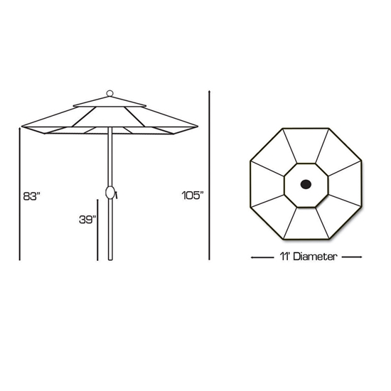 Aluminum 11' Round Umbrella with Deluxe Auto Tilt - 789