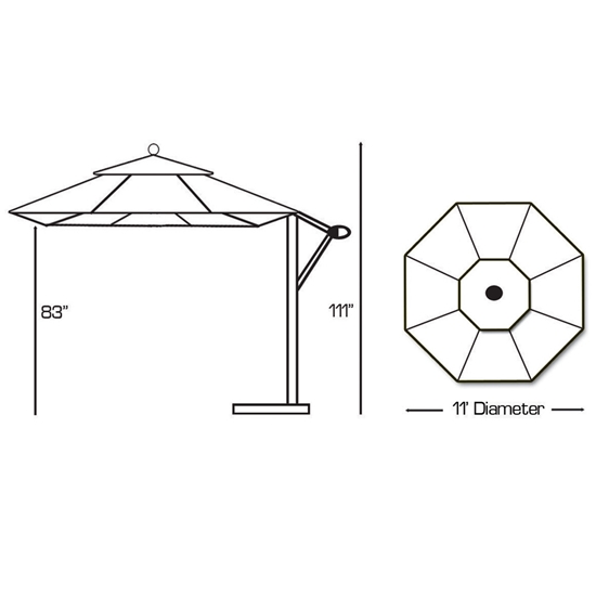 Aluminum 11' Round Cantilever Umbrella with Easy Lift - 887