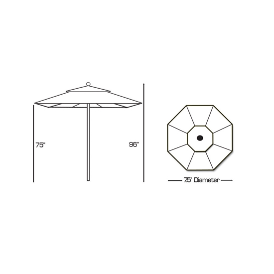 Aluminum 7.5' Round Umbrella with Manual Lift - 725