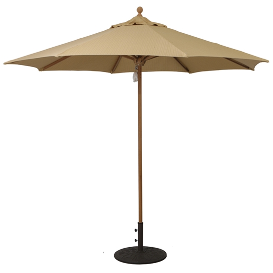 Teak 9' Round Umbrella with Quad Pulley - 532TK