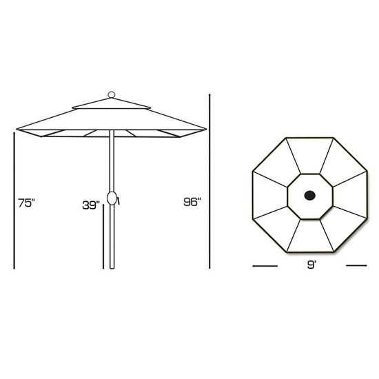 Teak 9' Umbrella with Crank Lift - 537TK