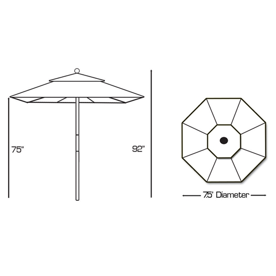 Wood 7.5 Round Cafe and Bistro Umbrella - 121-221