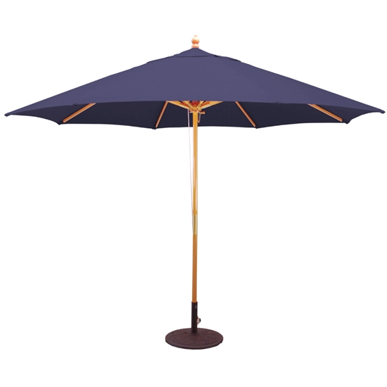 Wood 11' Round Market Umbrella with Quad Pulley - 183