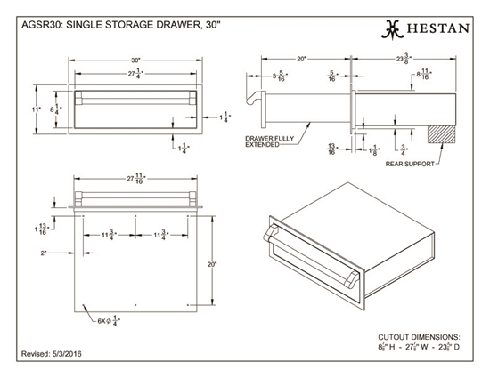 30" Single Storage Drawer - AGSR30