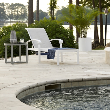 Lane Venture Smith Lake Sling Chaise Lounge and Side Table
