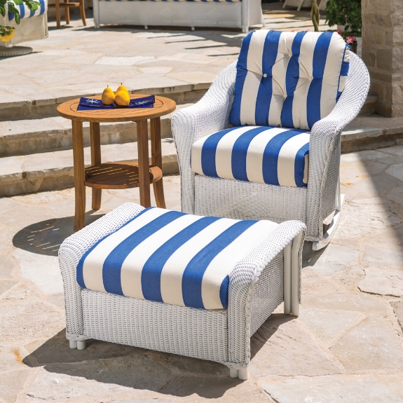 Lloyd Flanders Reflections Wicker Lounge Rocker with Teak Table Set | LF-REFLECTIONS-SET13