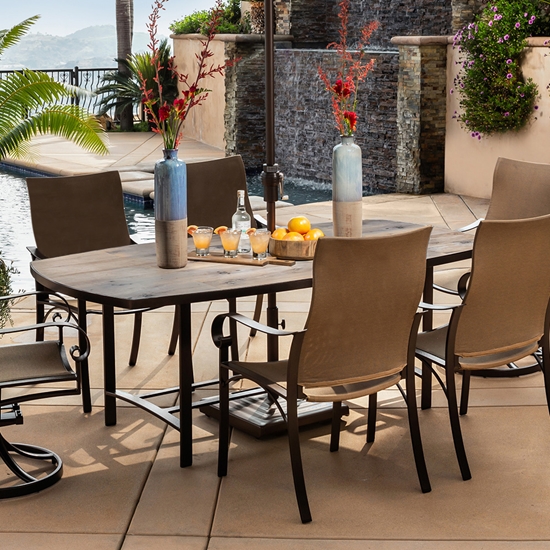 Outdoor dining height tile top