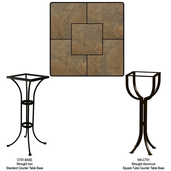 24" Square Porcelain Tile Top Counter Table - P24SQ-XX-CT01