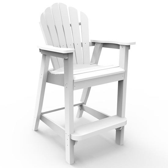 Seaside Casual Classic Adirondack Bar Chairs white slats