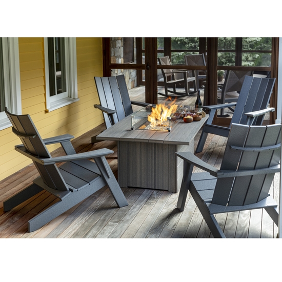 Coastline Monterey Adirondack Chair Set with Aura Fire Table