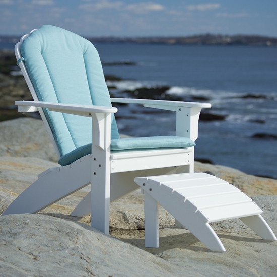 Coastline Harbor View Adirondack Chair and Ottoman Set with Cushion
