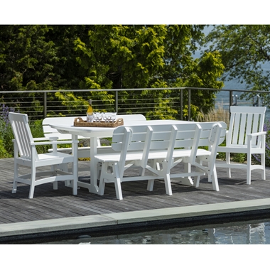 Seaside Casual Hampton Patio Dining Set with Arm Chairs and Benches - SC-HAMPTON-SET4