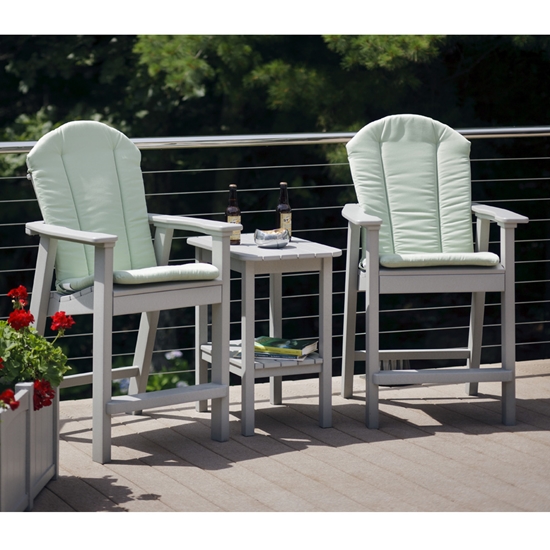 Adirondack Balcony Set with Side Table and cushions