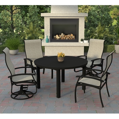 Telescope Casual Belle Isle Supreme Dining Set for 4 in Black with Storm Slings - In Stock - TC-QS-SET22