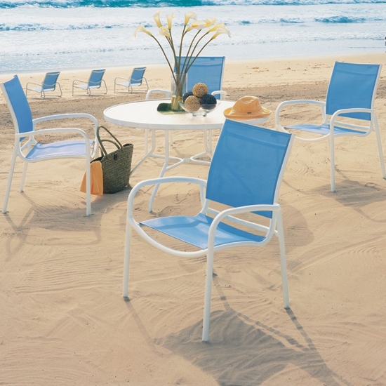 Millenia aluminum dining chair with sling seating