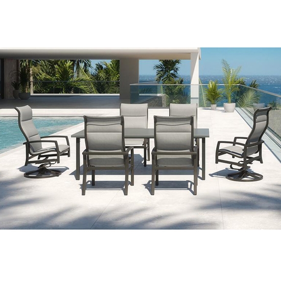 MUIRLANDS aluminum dining chair with padded sling seating