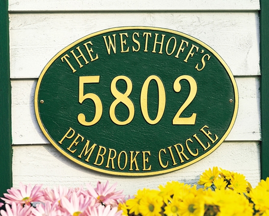 Hawthorne Oval Estate Wall Address Plaque - Three Line - 2920
