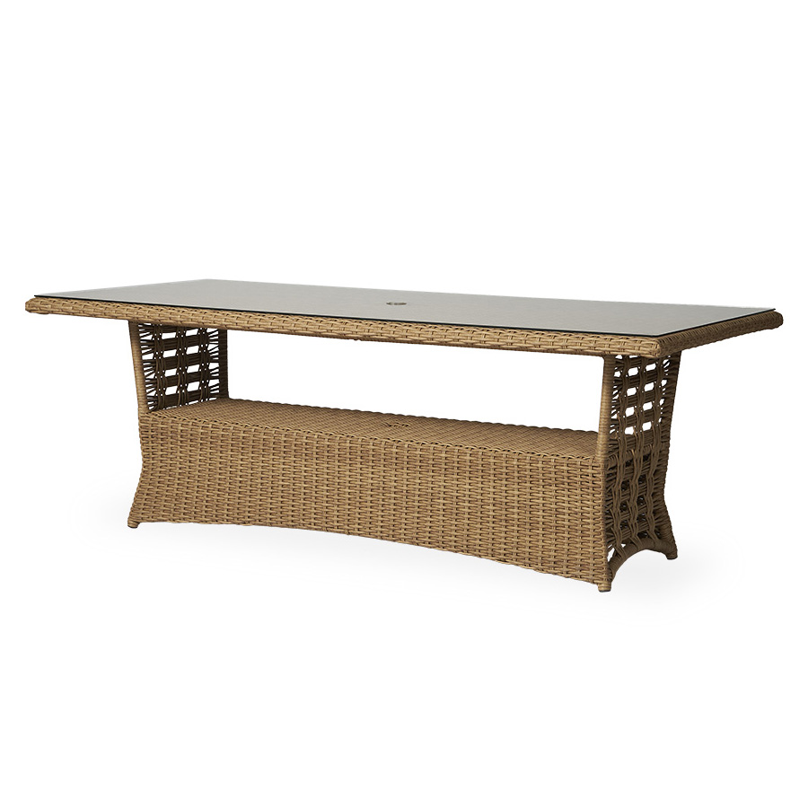 lloyd flanders patio umbrella Grand Traverse 84" Oval Dining Table Tightly woven wicker forms comforting Lloyd Flanders Magnolia 84" Rectangular