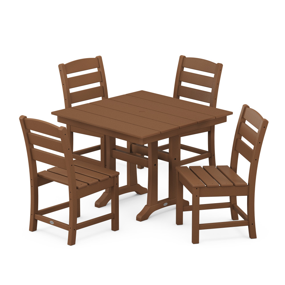 POLYWOOD Lakeside Dining Set with Square Farmhouse Trestle Table