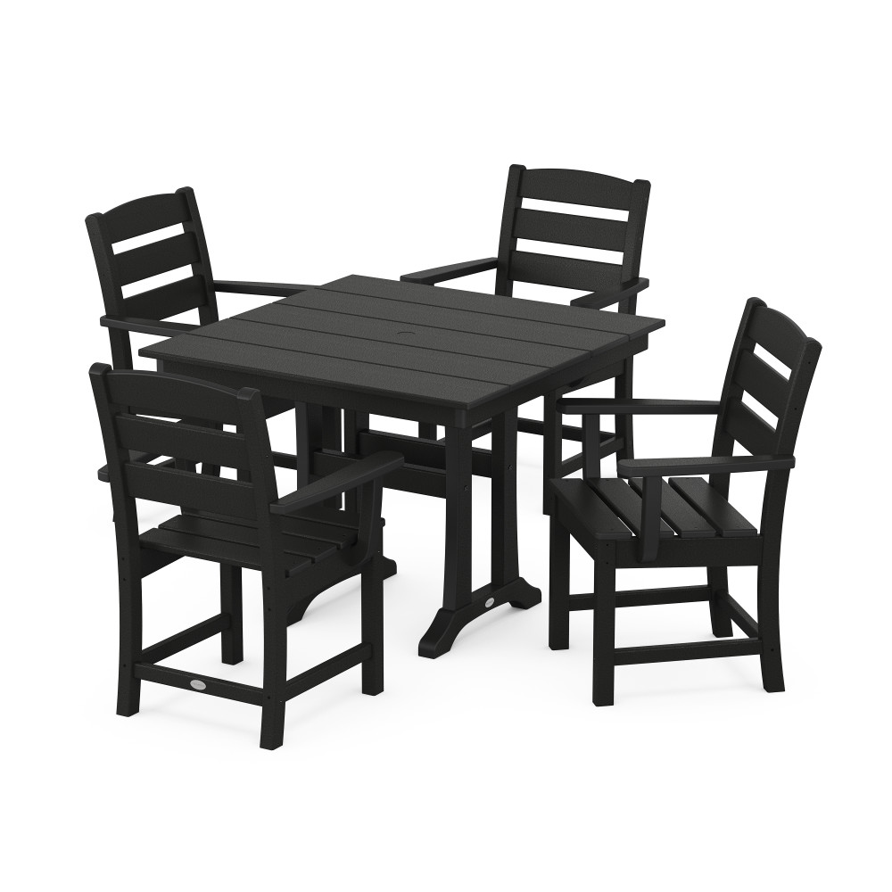 POLYWOOD Lakeside Square Patio Dining Set with Arm Chairs and