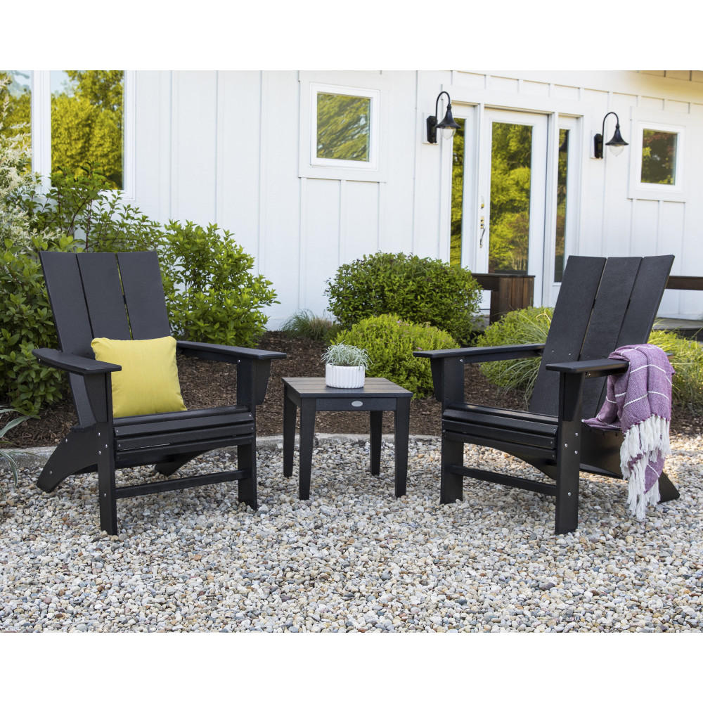 POLYWOOD Modern Curveback Adirondack Patio Set | PWS420-1