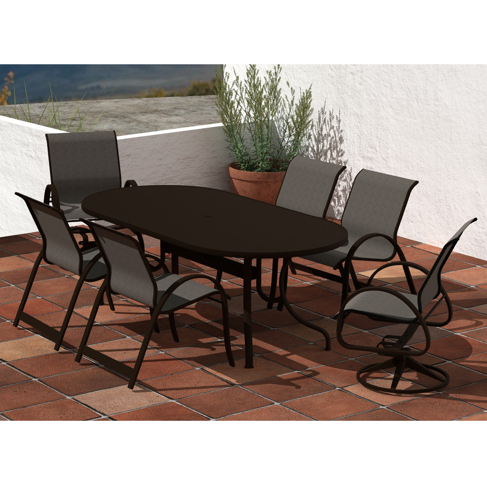 Telescope Casual Aruba Sling Dining Set for 6 in Kona with Beacon
