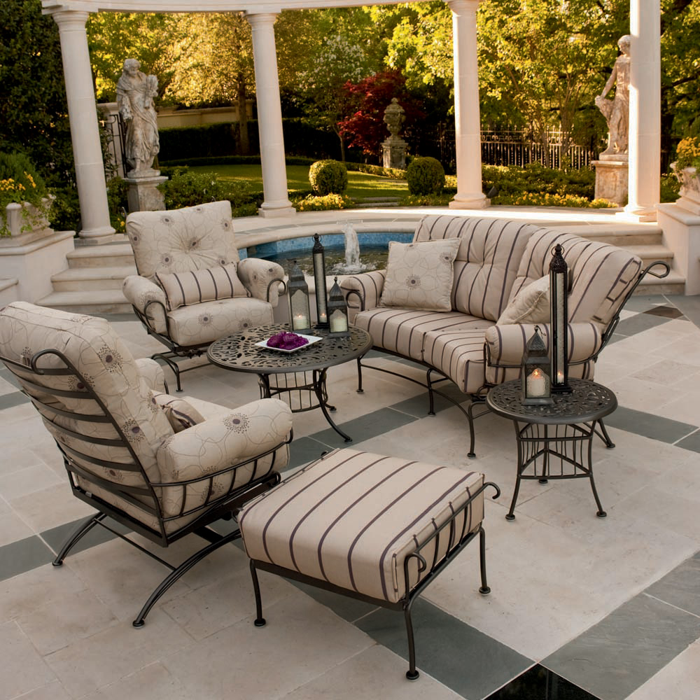 woodard terrace wrought iron 6 piece patio furniture set | wd