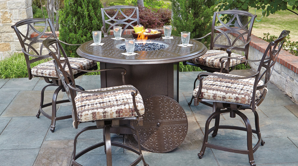 Woodard Wiltshire 6 Piece Counter Height Fire Pit Set