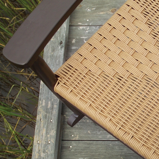 Low Country Vinyl Wicker Dining Set with Teak Table and Bench - LF-LOWCOUNTRY-SET9