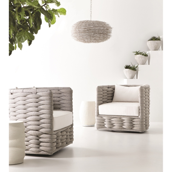 Wailea Nordic Gray Outdoor Swivel Chair lifestyle