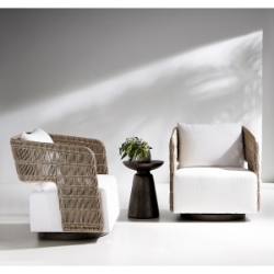 Bernhardt Maldives Swivel Chair and Catalan Accent Table Set - BH-MALDIVES-SET1