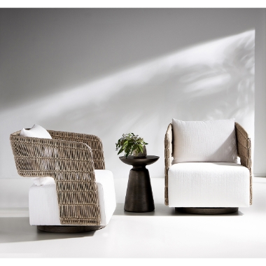 Bernhardt Maldives Swivel Chair and Catalan Accent Table Set - BH-MALDIVES-SET1