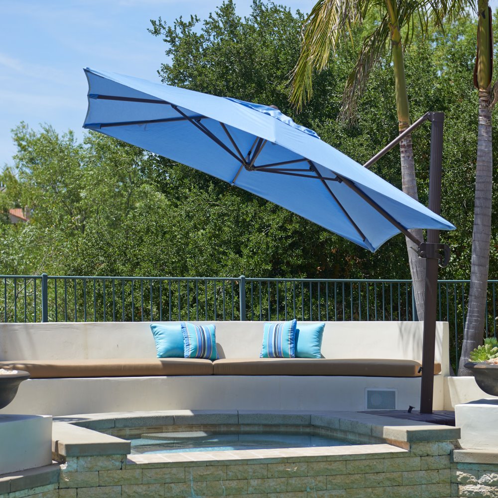 alexandra square patio umbrella 7' x 7' Classic | Umbrellas friendly crank lift handle PURPLE LEAF 12 ft. Square