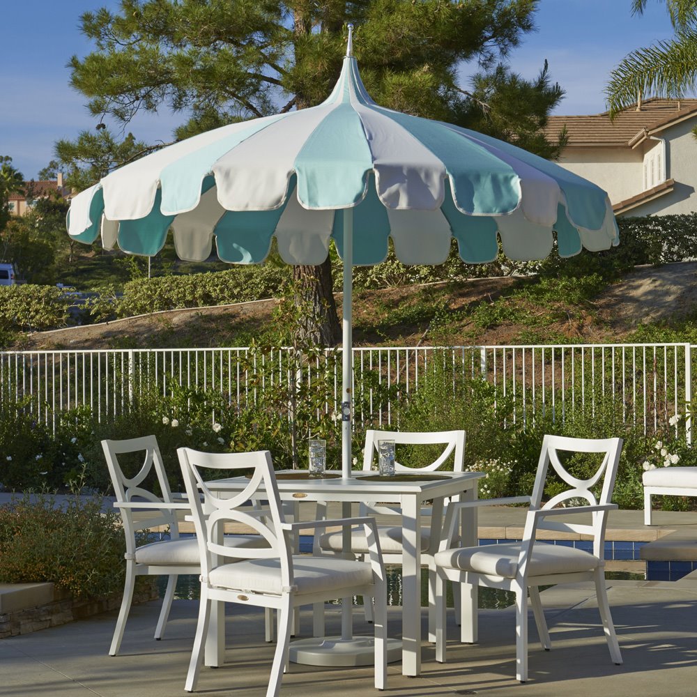 california umbrella patio market umbrella 9' Rd Sunbrella Aluminum Umbrella, Crank Lift, Auto Tilt, Bronze Pole, Pacific Blue : Patio, Lawn & Garden resistant but not waterproof California Umbrella 7.5-ft Aluminum Yellow