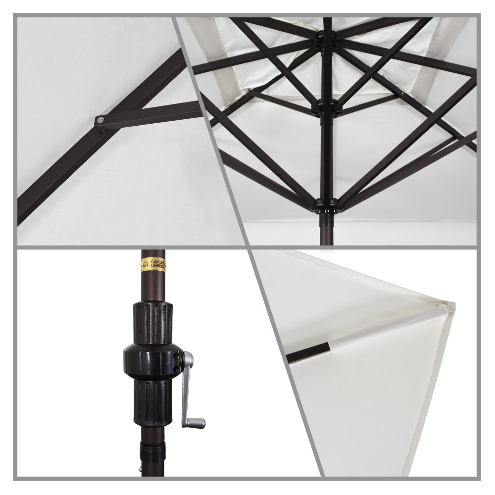 California Umbrella Tahoe Series 11 Foot Rectangular Market Aluminum Patio Umbrella with Crank Lift System Sunbrella Cabana Classic - GS1188117-58030