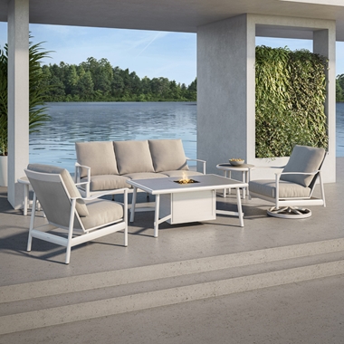 Castelle Barbados Sofa and Lounge Chair Fire Table Set - CS-BARBADOS-SET2