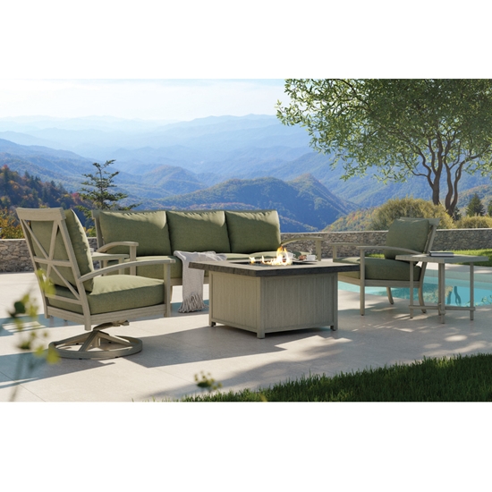 castelle aluminum loveseat with deep seating cushions