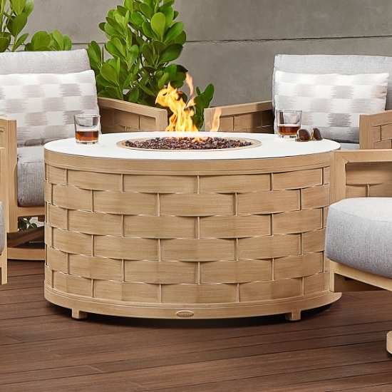 Biscayne 42" Round Coffee Table with Firepit lifestyle
