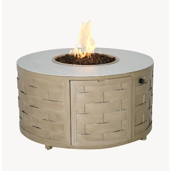 Castelle Biscayne 42" Round Coffee Table with Firepit - C5CF42WL