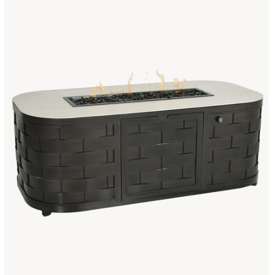 Castelle Biscayne 30" x 60" Oval Coffee Table with Firepit