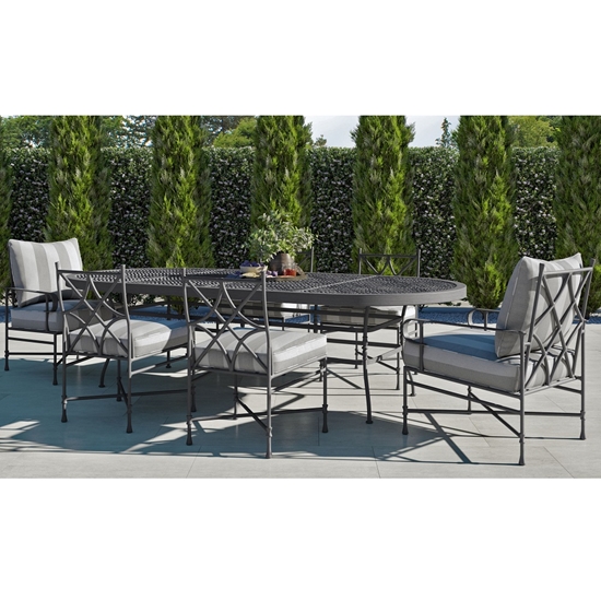 Bordeaux aluminum dining chair with deep seating cushions