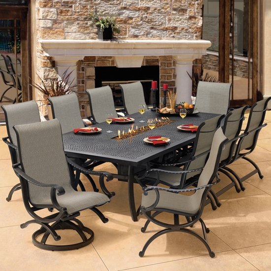 Castelle aluminum dining fire table
