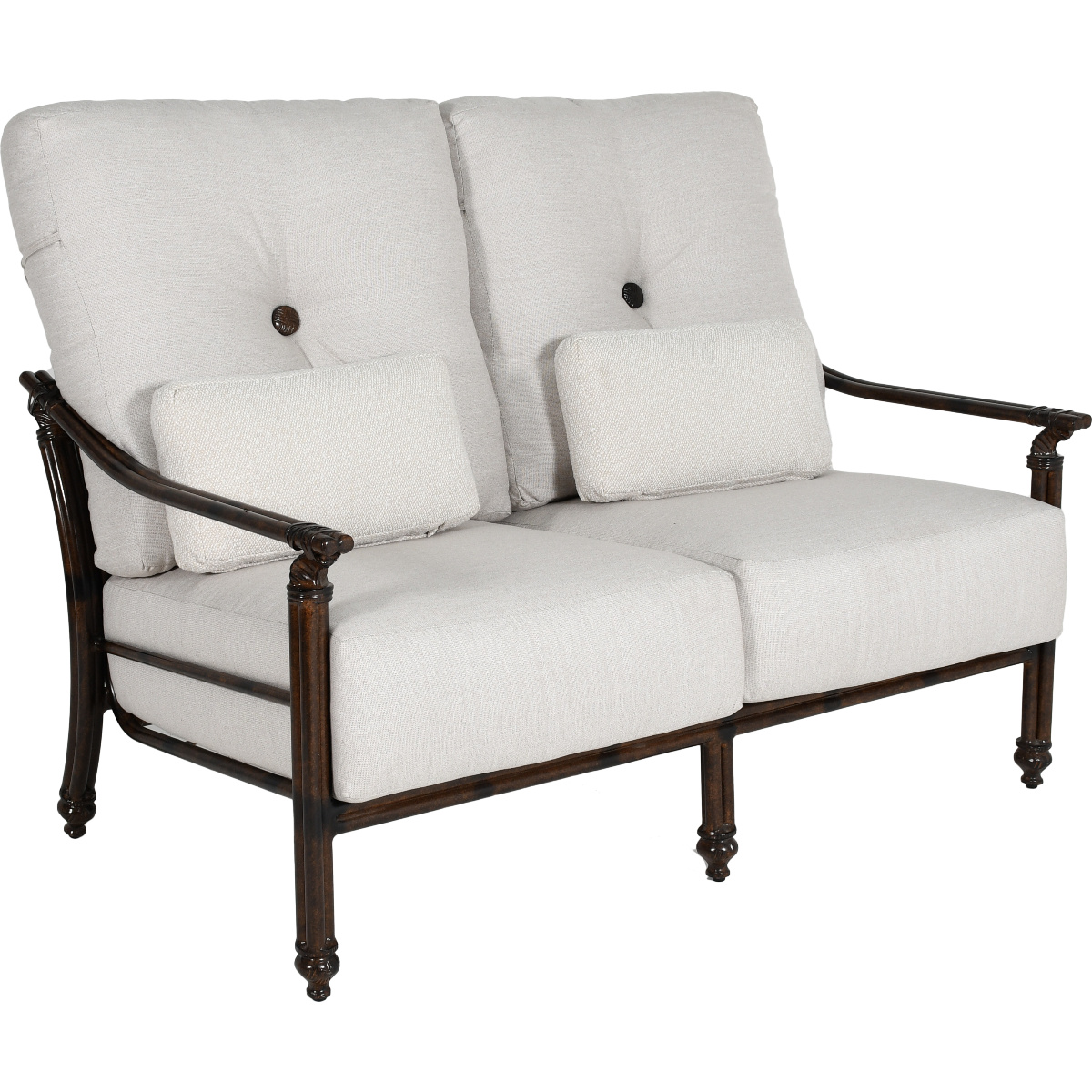 Coco High Back Cushioned Loveseat with Two Accent Pillows