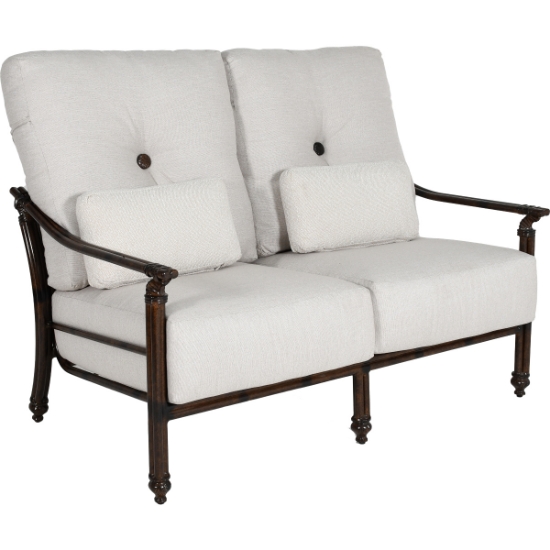 Coco High Back Cushioned Loveseat with Two Accent Pillows
