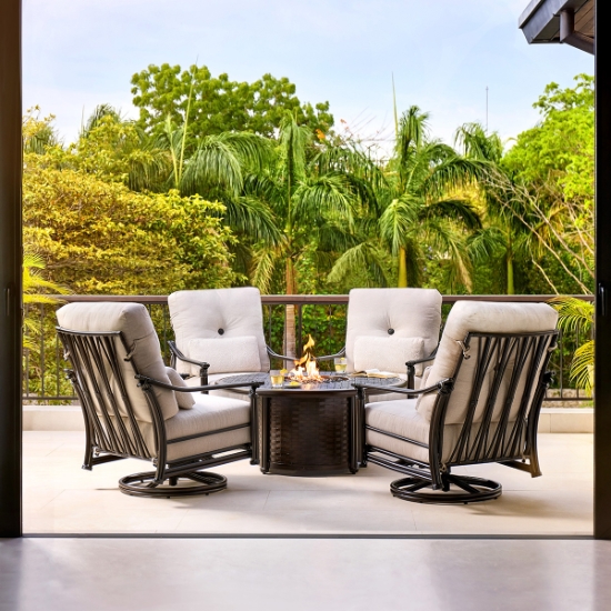 Coco High Back Lounge Swivel Rocker with One Accent Pillow - CS-COCO-SET2