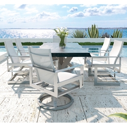 Castelle Eclipse Sling Modern Outdoor Dining Set with Live Edge Table - CS-ECLIPSE-SET3