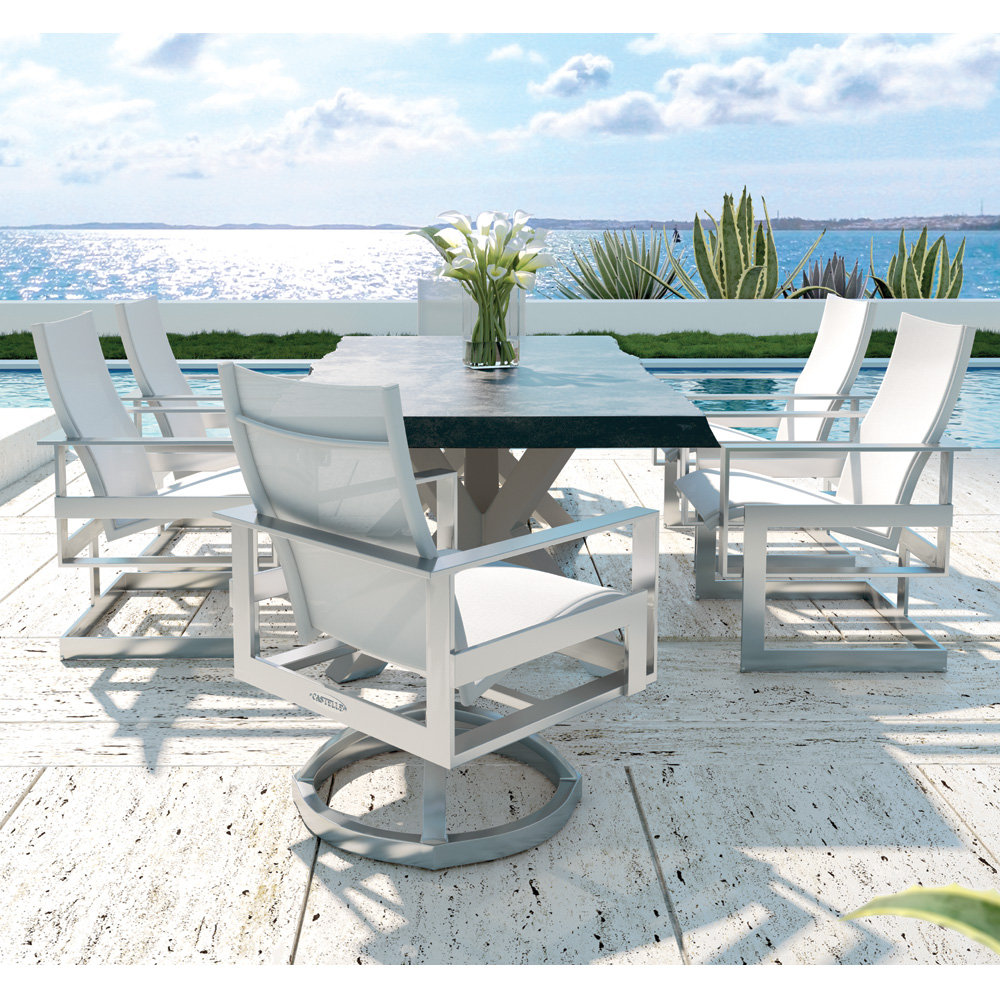 Castelle Eclipse Sling Modern Outdoor Dining Set with Live Edge Table - CS-ECLIPSE-SET3